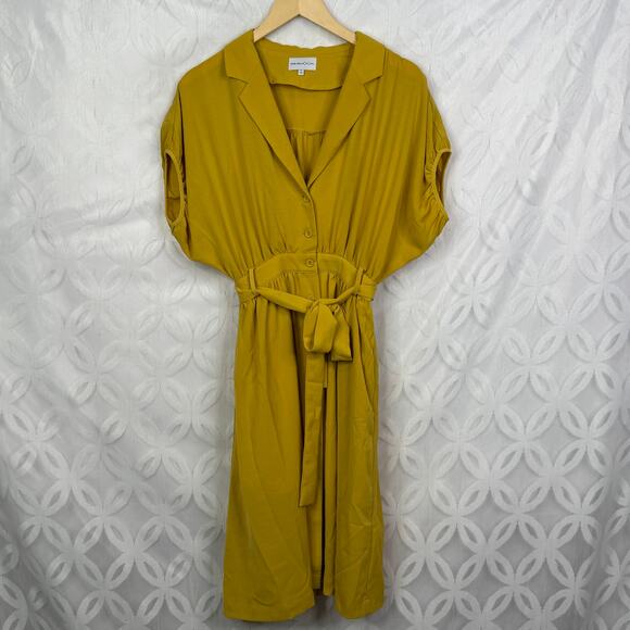 Chriselle Lim x J.O.A Roman Gold Baggy Midi Pocket Shirtdress Size XS - Picture 10 of 13